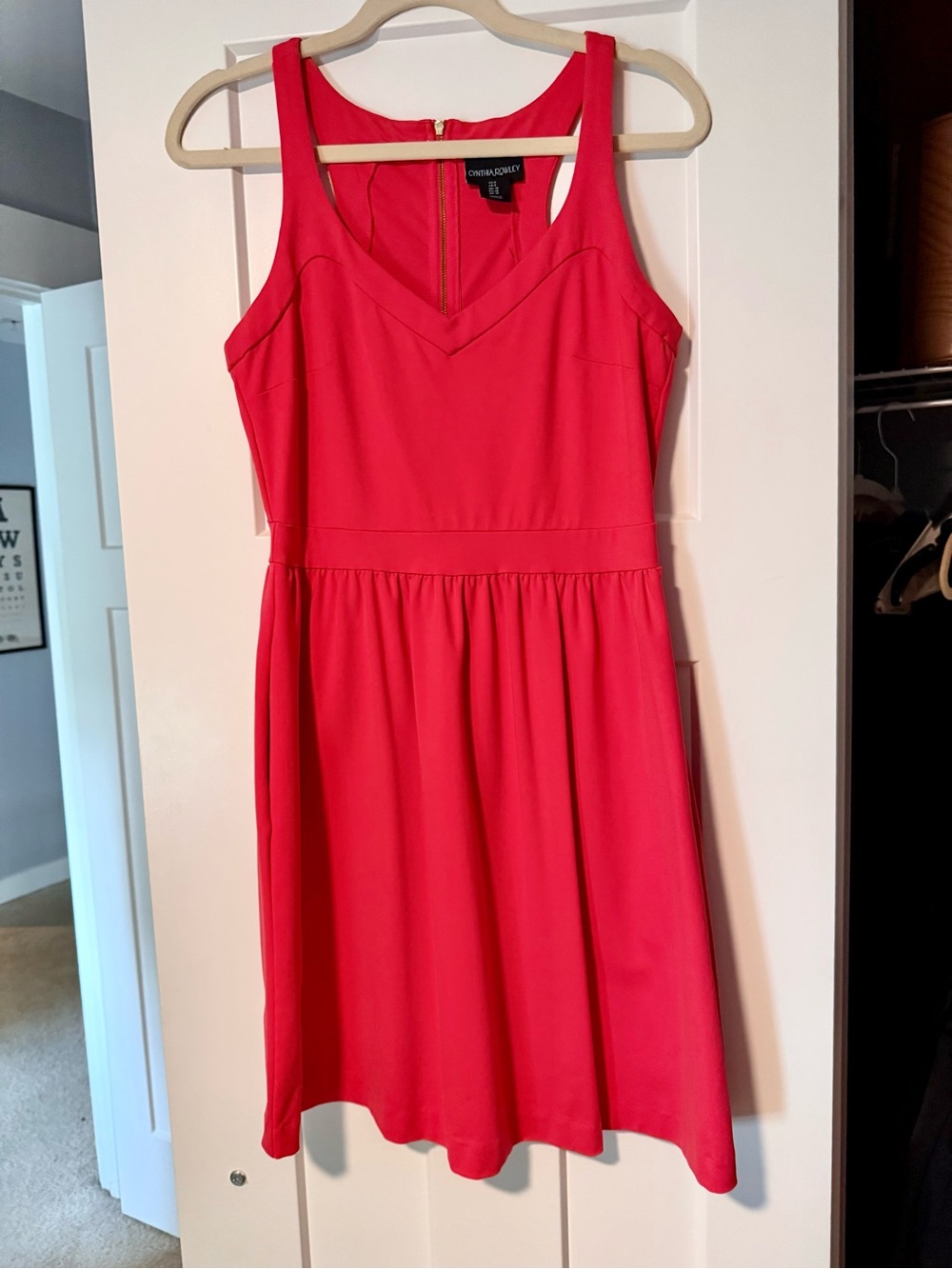 Cynthia Rowley Hot Pink V-Neck Fit & Flare Dress w/Pockets!